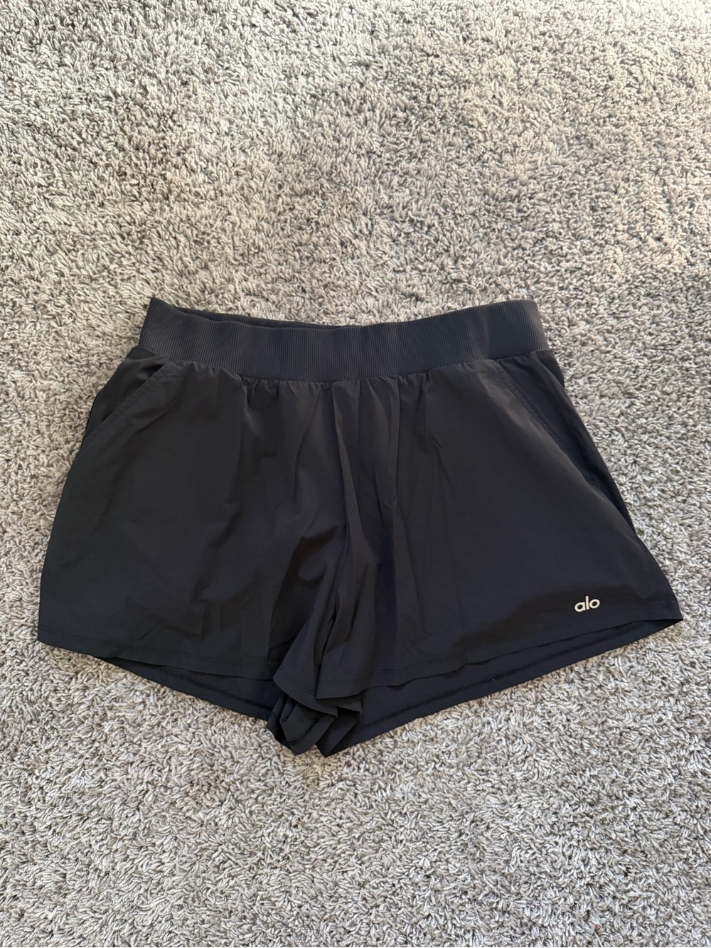 ALO Yoga Black Athletic Shorts with Elastic Waistband